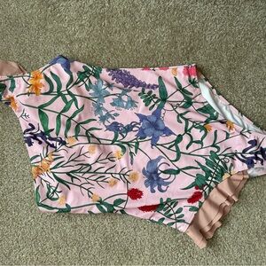 Asymmetrical Floral One-Shoulder Swimsuit with flutter shoulder